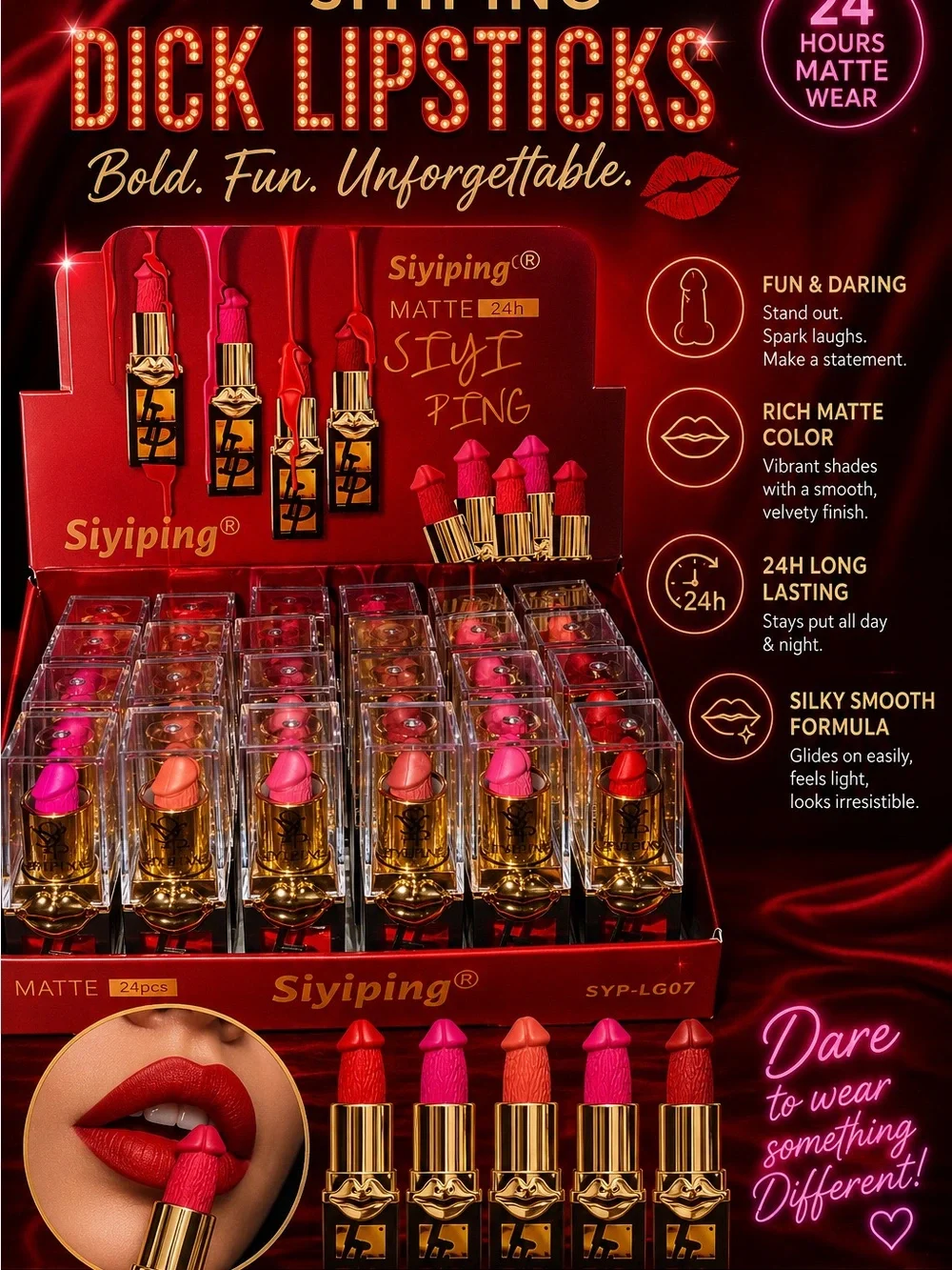 Siyiping Bold Matte Lipstick Set — Mixed Red & Pink Shades